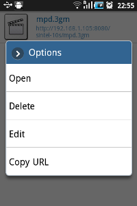 Context menu.